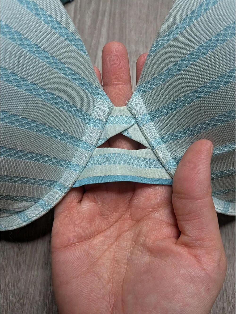Victoria's Secret Bra Womens 36DD Blue Perfect Shape Striped T-Shirt Padded - Picture 3 of 7
